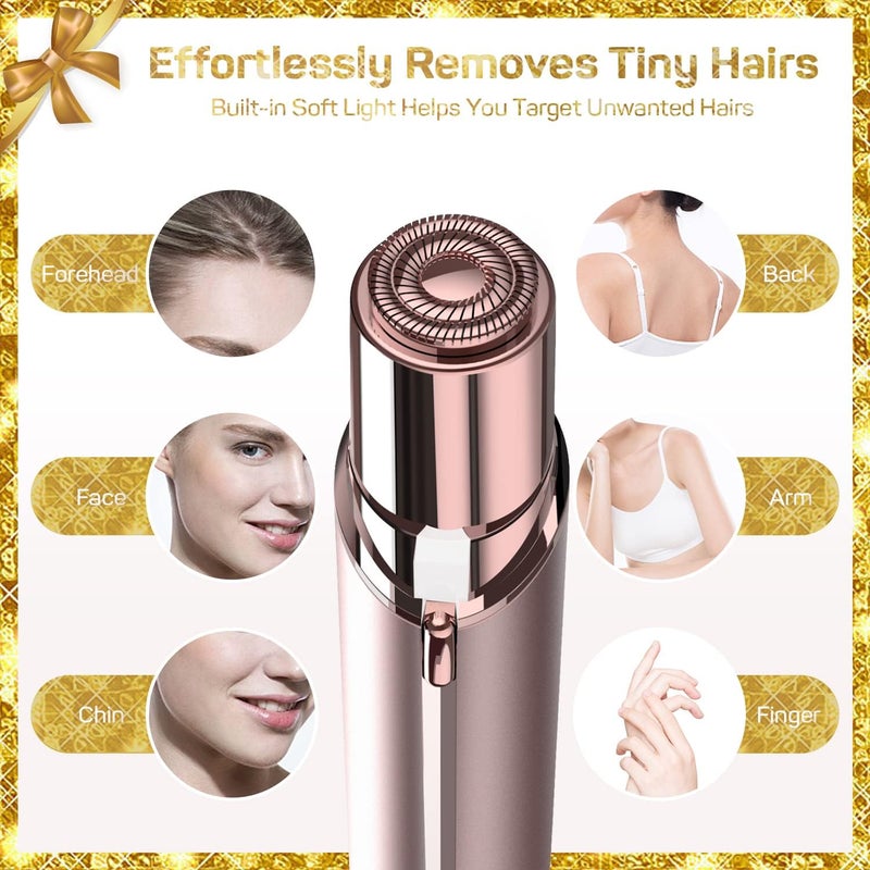 gurelax Facial Hair Remover for Women, Painless Hair Removal Device(with 2 x Replacement Heads) -Best Touch Face Shaver for Mother/Wife/Girlfriend, Electric Razors for Upper Lip, Chin - Image 2